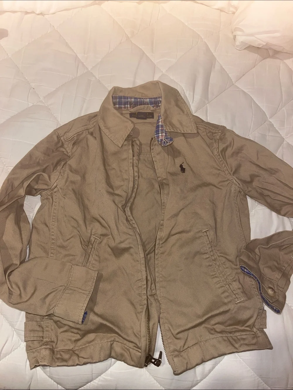 Ralph Lauren kids sz S (8)Tan Cotton Jacket - Classic Polo Logo